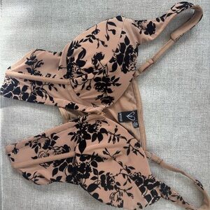 Windsor Black Floral on Tan Bra Top